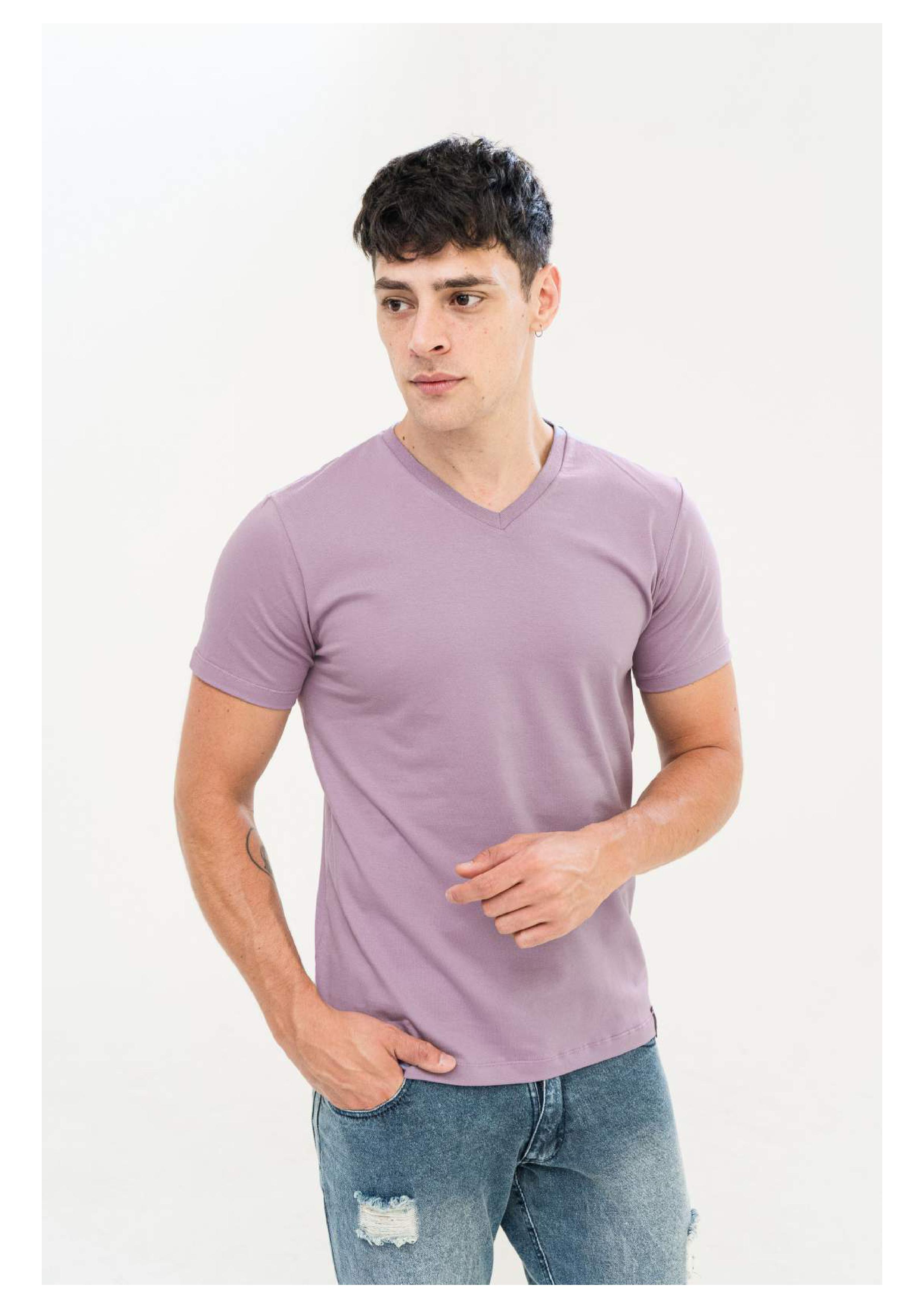 REMERA M/C CUELLO V BASICO