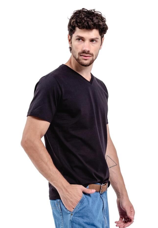 REMERA M/C CUELLO V BASICA